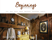 Tablet Screenshot of beginningssalonandspa.com